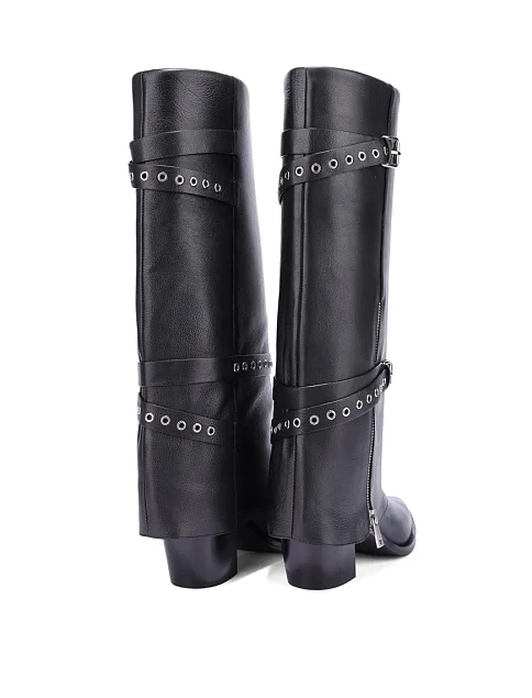 Женские сапоги MIRATON кожаные черные - фото 5 - Miraton