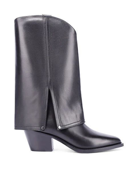 Женские сапоги MIRATON кожаные черные - фото 1 - Miraton