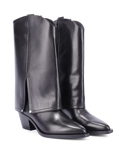 Женские сапоги MIRATON кожаные черные - фото 3 - Miraton