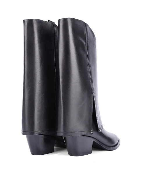 Женские сапоги MIRATON кожаные черные - фото 4 - Miraton