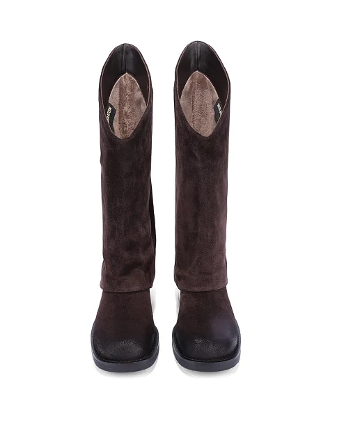 Женские сапоги MIRATON велюровые коричневые - фото 2 - Miraton