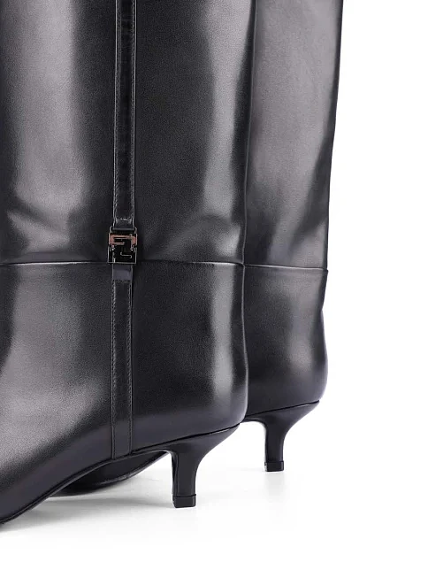 Женские сапоги кожаные черные - фото 2 - Miraton