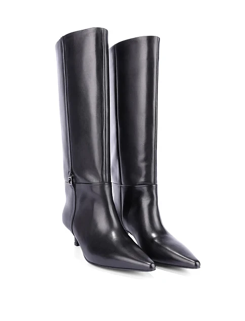 Женские сапоги кожаные черные - фото 3 - Miraton