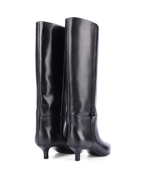 Женские сапоги кожаные черные - фото 4 - Miraton