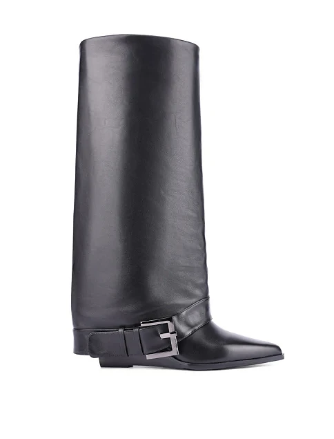 Женские сапоги MIRATON кожаные черные - фото 1 - Miraton