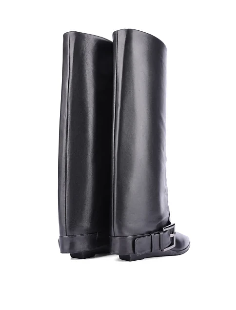 Женские сапоги MIRATON кожаные черные - фото 4 - Miraton