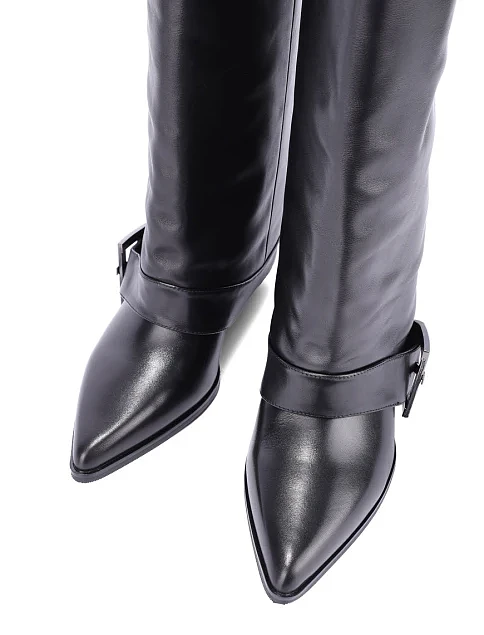 Женские сапоги MIRATON кожаные черные - фото 5 - Miraton