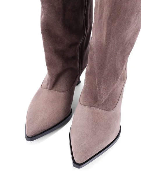 Женские сапоги велюровые серые - фото 5 - Miraton