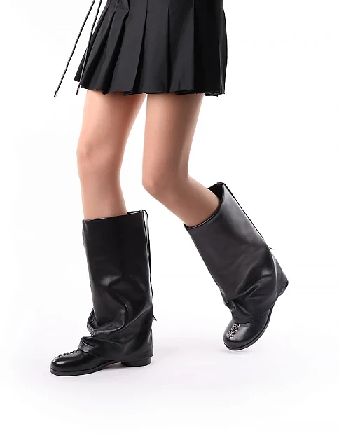 Женские сапоги MIRATON кожаные черные - фото 1 - Miraton