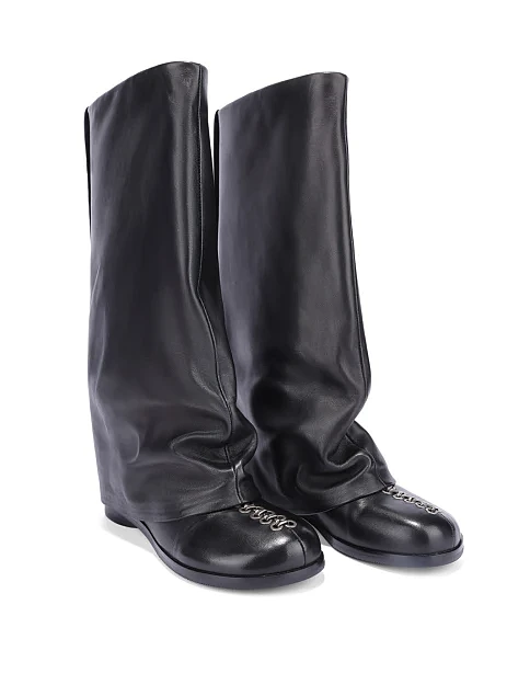 Женские сапоги MIRATON кожаные черные - фото 4 - Miraton