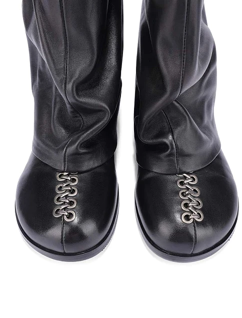 Женские сапоги MIRATON кожаные черные - фото 6 - Miraton