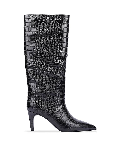 Женские сапоги MIRATON кожаные черные - фото 2 - Miraton