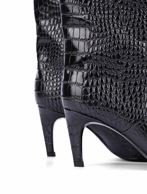 Женские сапоги MIRATON кожаные черные - фото 3 - Miraton