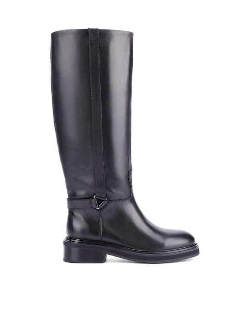 Женские сапоги кожаные черные - фото 1 - Miraton