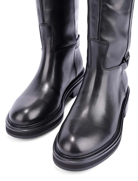 Женские сапоги кожаные черные - фото 5 - Miraton