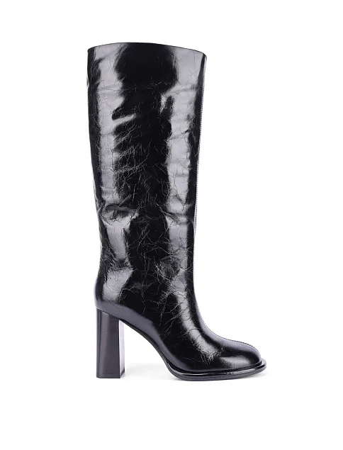 Женские сапоги из масляной кожи черные - фото 1 - Miraton