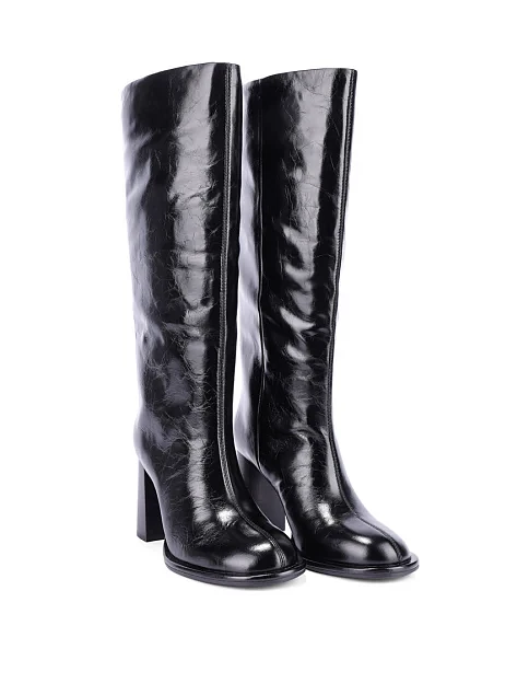 Женские сапоги из масляной кожи черные - фото 3 - Miraton