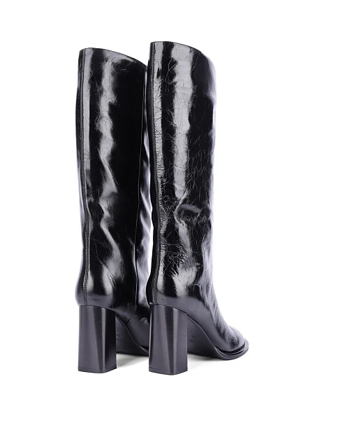 Женские сапоги из масляной кожи черные - фото 4 - Miraton