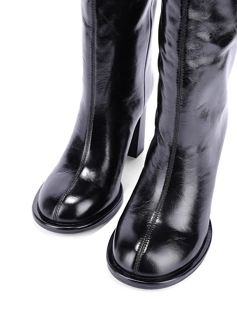 Женские сапоги из масляной кожи черные - фото 5 - Miraton