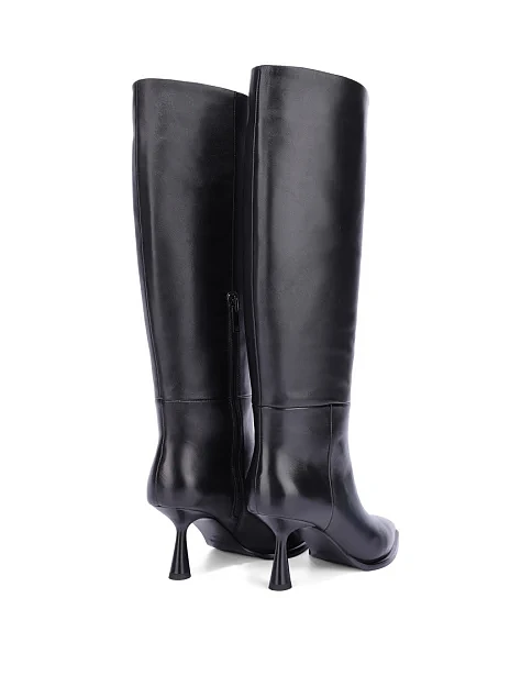 Женские сапоги кожаные черные - фото 5 - Miraton