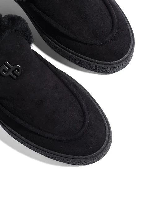 Женские ботинки лоферы Helena Soretti замшевые черные - фото 5 - Miraton