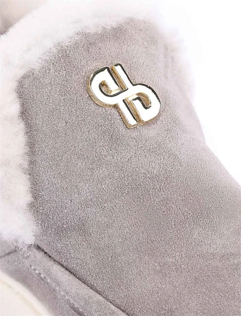 Женские ботинки лоферы замшевые серые - фото 5 - Miraton