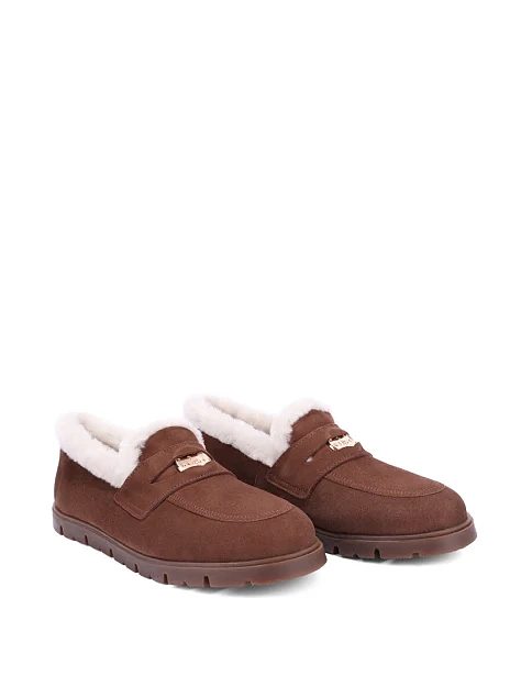 Женские туфли лоферы замшевые коричневые - фото 3 - Miraton