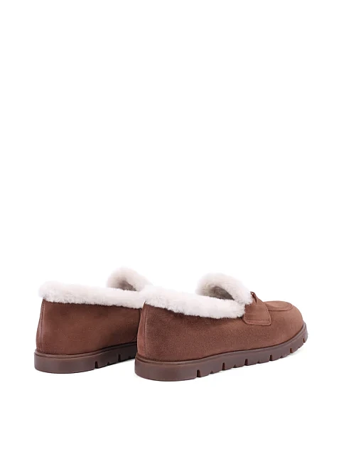 Женские туфли лоферы замшевые коричневые - фото 4 - Miraton