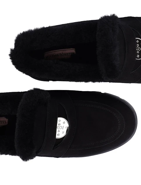 Женские туфли лоферы замшевые черные - фото 5 - Miraton