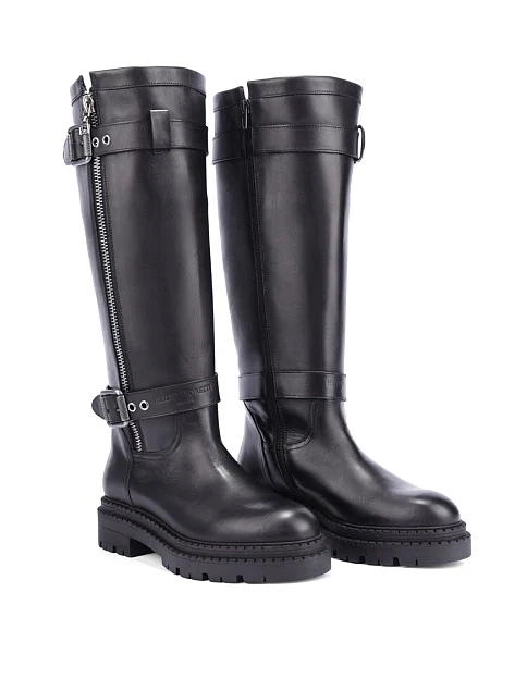 Женские сапоги кожаные черные - фото 3 - Miraton