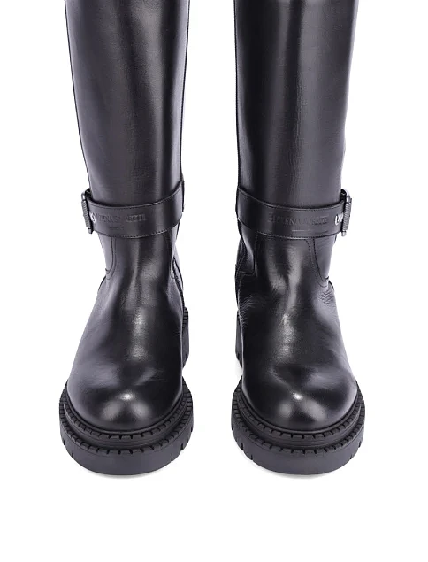 Женские сапоги кожаные черные - фото 5 - Miraton