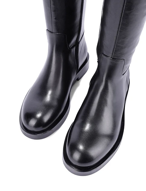 Жіночі чоботи з масляної шкіри чорні - фото 5 - Miraton