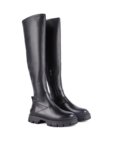 Женские ботфорты MIRATON кожаные черные - фото 3 - Miraton