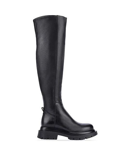 Женские ботфорты кожаные черные - фото 1 - Miraton