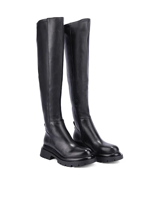 Женские ботфорты кожаные черные - фото 3 - Miraton