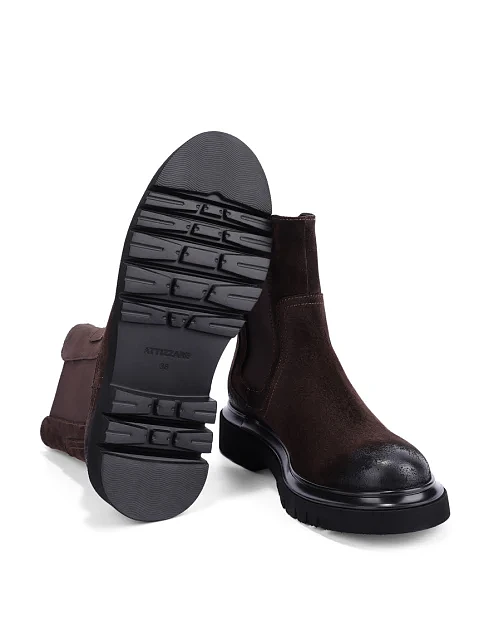 Женские ботинки челси Attizzare велюровые коричневые - фото 2 - Miraton