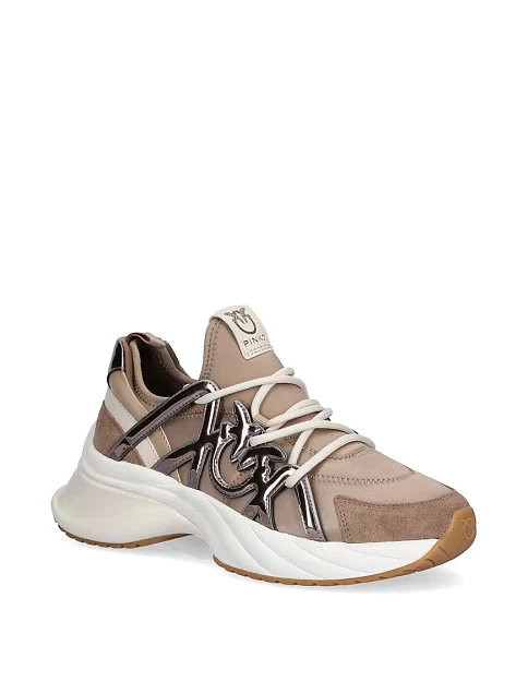 Женские кроссовки Pinko кожаные бежевые - фото 2 - Miraton