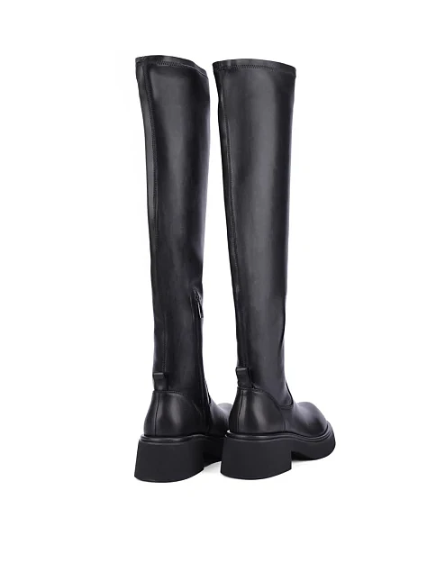 Женские ботфорты кожаные черные - фото 4 - Miraton