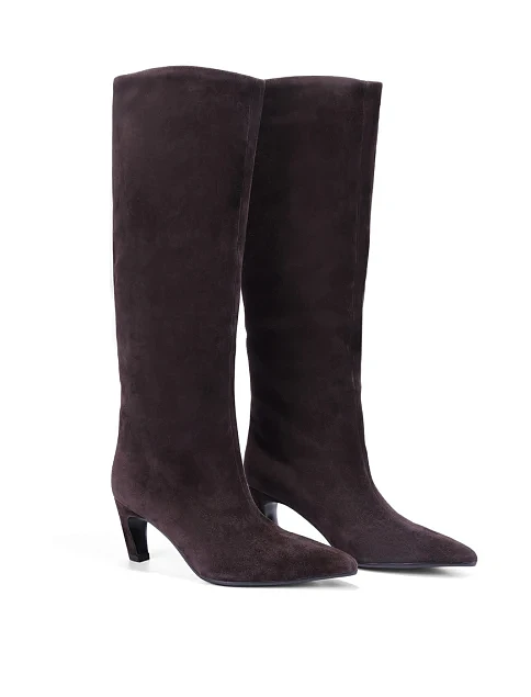 Женские сапоги MIRATON велюровые коричневые - фото 4 - Miraton