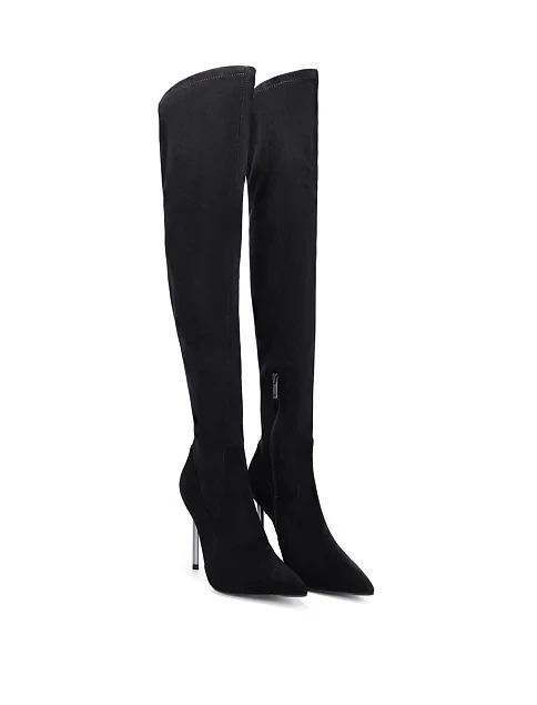 Женские ботфорты велюровые черные - фото 3 - Miraton