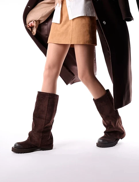 Женские сапоги MIRATON велюровые коричневые - фото 2 - Miraton