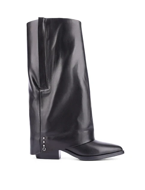 Женские сапоги кожаные черные - фото 1 - Miraton