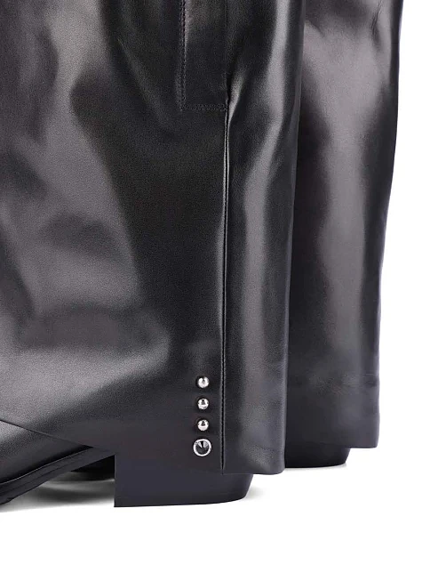 Женские сапоги кожаные черные - фото 2 - Miraton