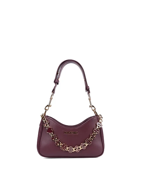 Женская сумка через плечо Love Moschino кожаная бордовая - фото 1 - Miraton