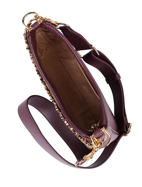 Женская сумка через плечо Love Moschino кожаная бордовая - фото 5 - Miraton