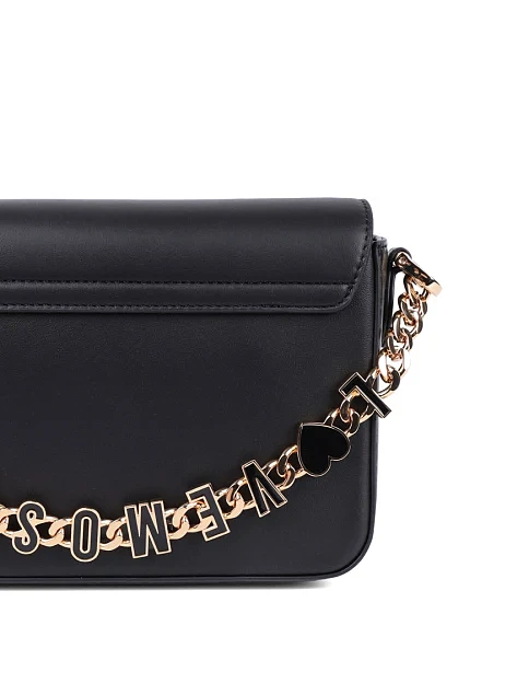 Женская сумка через плечо Love Moschino кожаная черная - фото 4 - Miraton