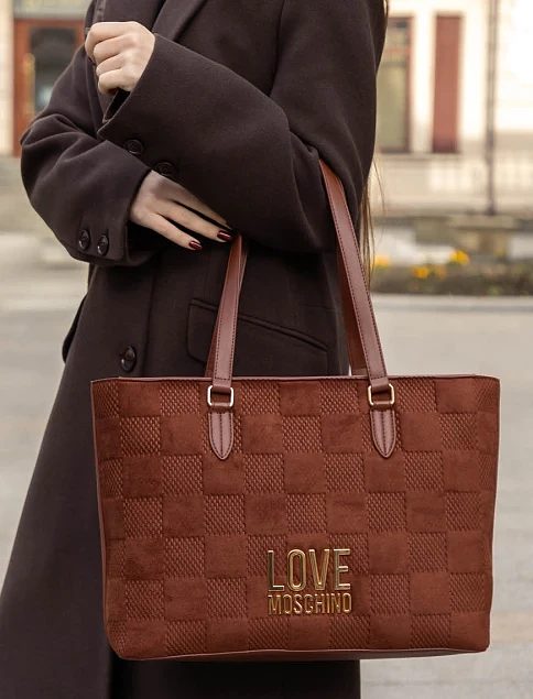 Женская сумка шоппер из экокожи коричневая - фото 2 - Miraton