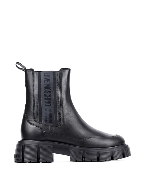 Женские ботинки Love Moschino кожаные черные - фото 1 - Miraton
