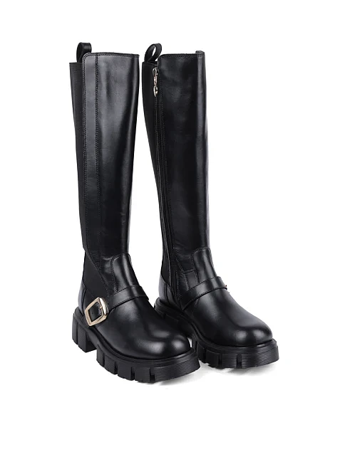 Женские сапоги Love Moschino кожаные черные - фото 3 - Miraton