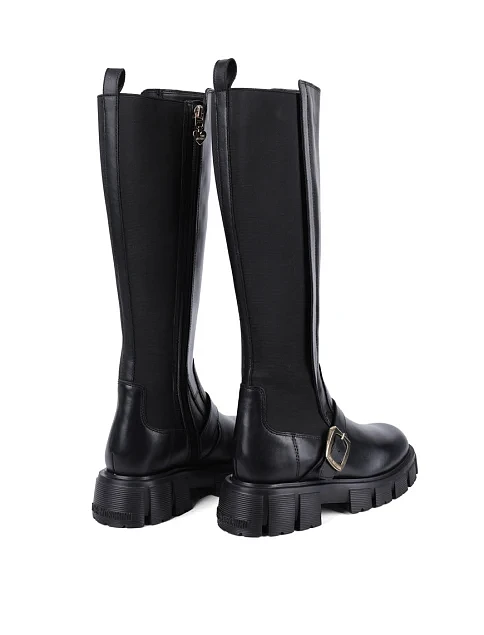 Женские сапоги Love Moschino кожаные черные - фото 4 - Miraton